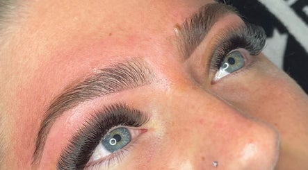 Close-up of styled eyelashes and eyebrows at Keely Briany Beauty, Brighton, England, GB.