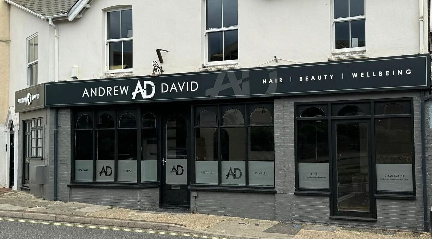 Exterior view of Andrew David Hair salon located in Lymington, England, GB.