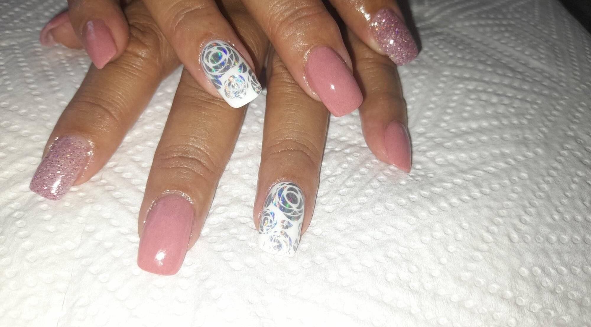 Elegant nail art at Pelaelos Hair and Beauty Bar in Bloemfontein, Free State, ZA.