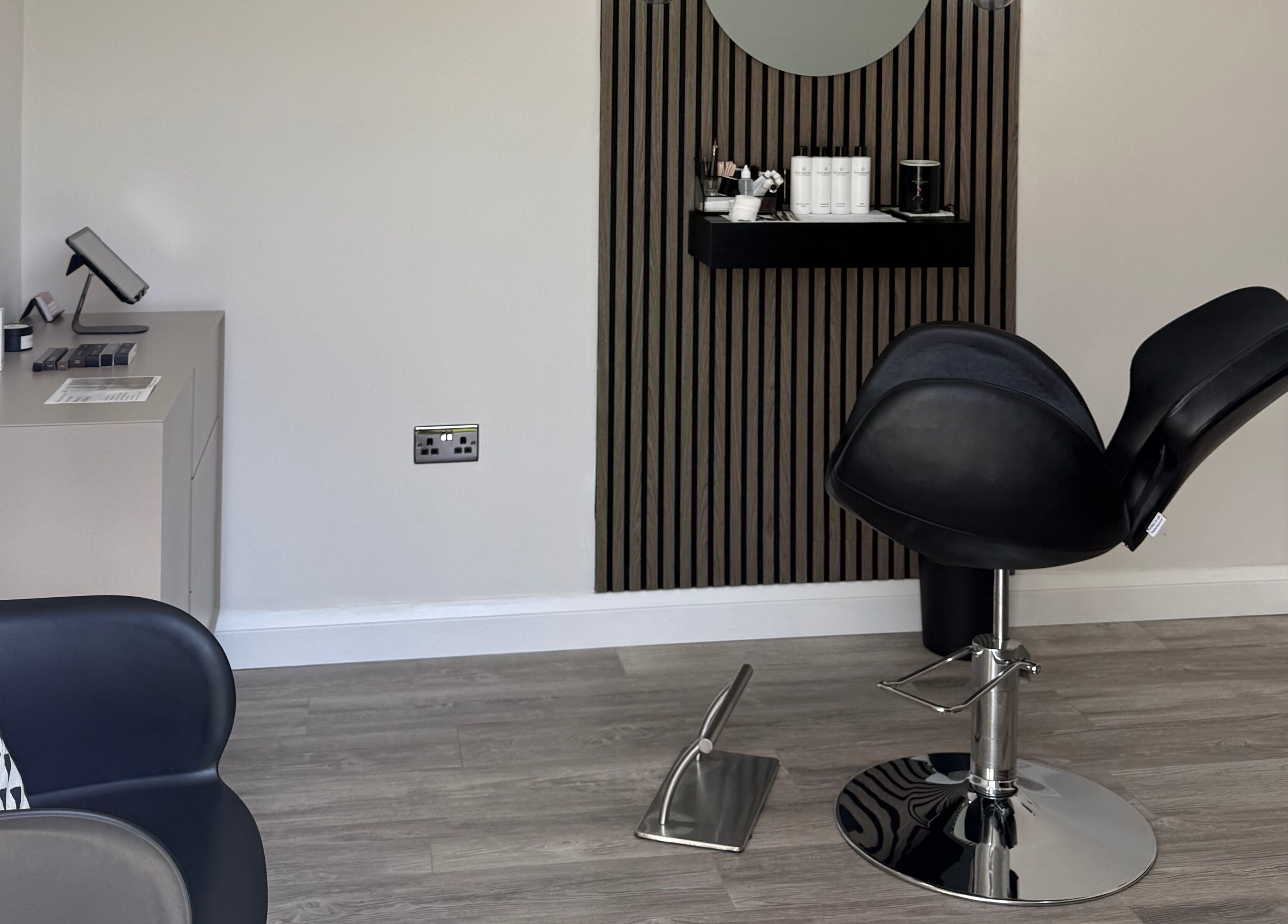 Chic beauty chair and modern decor at The Brow Bar, Goole, England, GB.