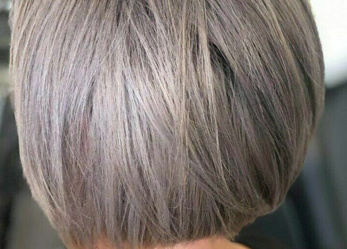 Stylish silver bob cut at Mirrors of Airdrie, Airdrie, Scotland, GB, showcasing expert hair styling.