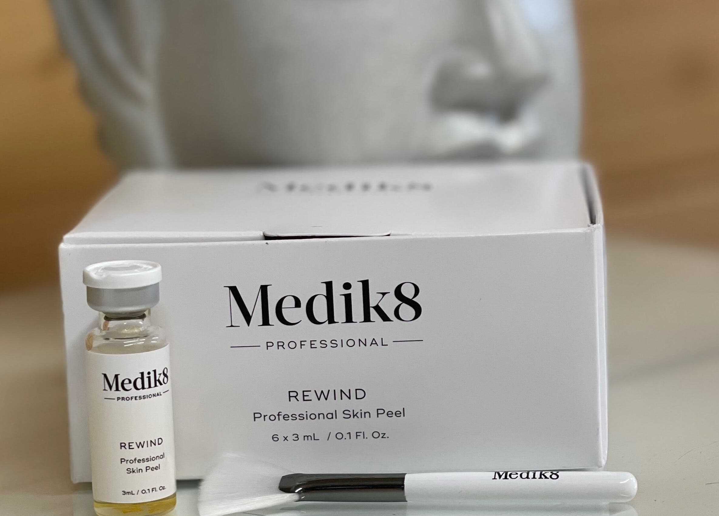 Medik8 Rewind Skin Peel at Hygge Beauty Room, West Molesey, England, GB. Premium skincare for rejuvenated skin.