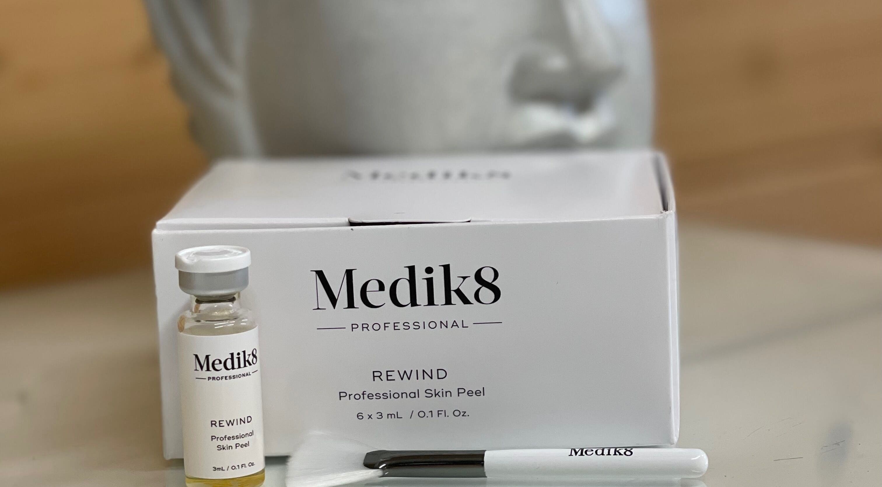 Medik8 Rewind Skin Peel at Hygge Beauty Room, West Molesey, England, GB. Premium skincare for rejuvenated skin.