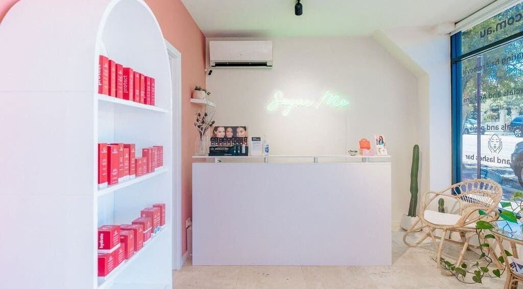 Chic reception area at Sweet Lab Applecross, Applecross, Western Australia, AU with modern decor and neon sign.