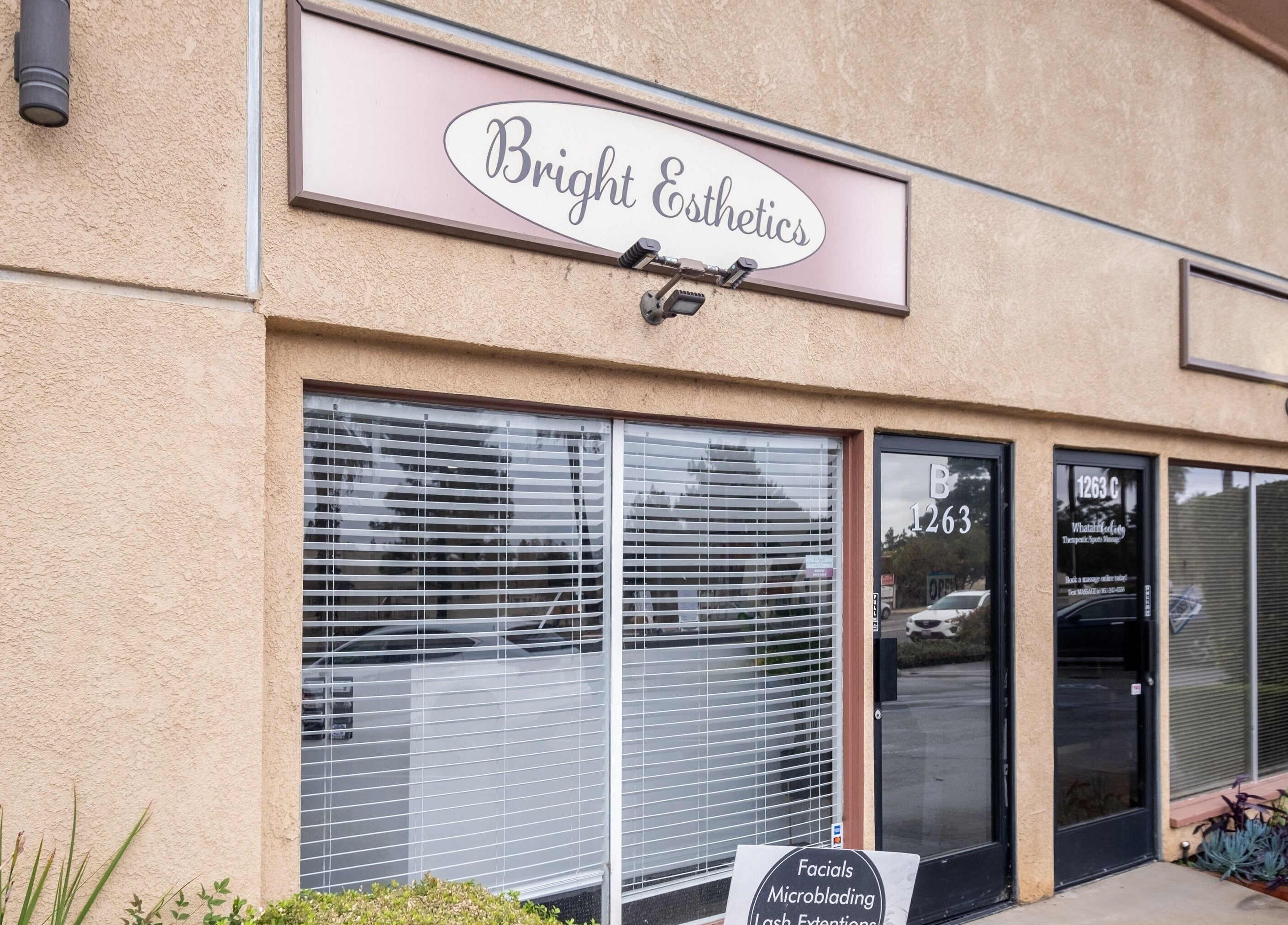 Exterior view of Bright Esthetics in Yucaipa, California, US, showcasing modern facade and welcoming entrance.