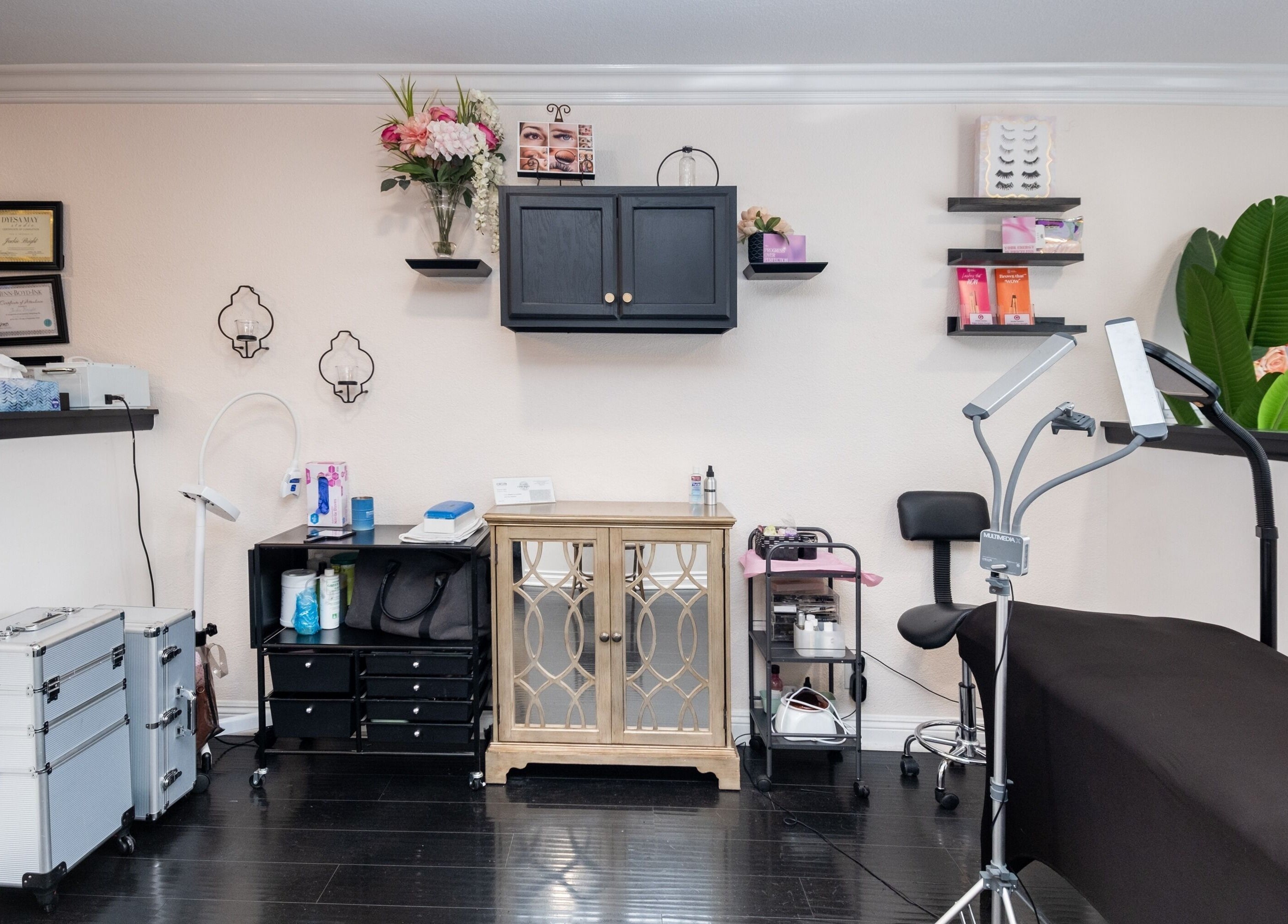 Elegant interior of Bright Esthetics in Yucaipa, California, US featuring modern beauty equipment and decor.