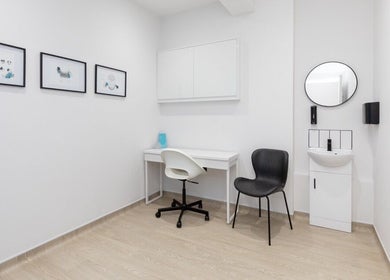 Modern consultation room at 360 Hair Clinic, Brighton And Hove, England, GB featuring stylish decor.