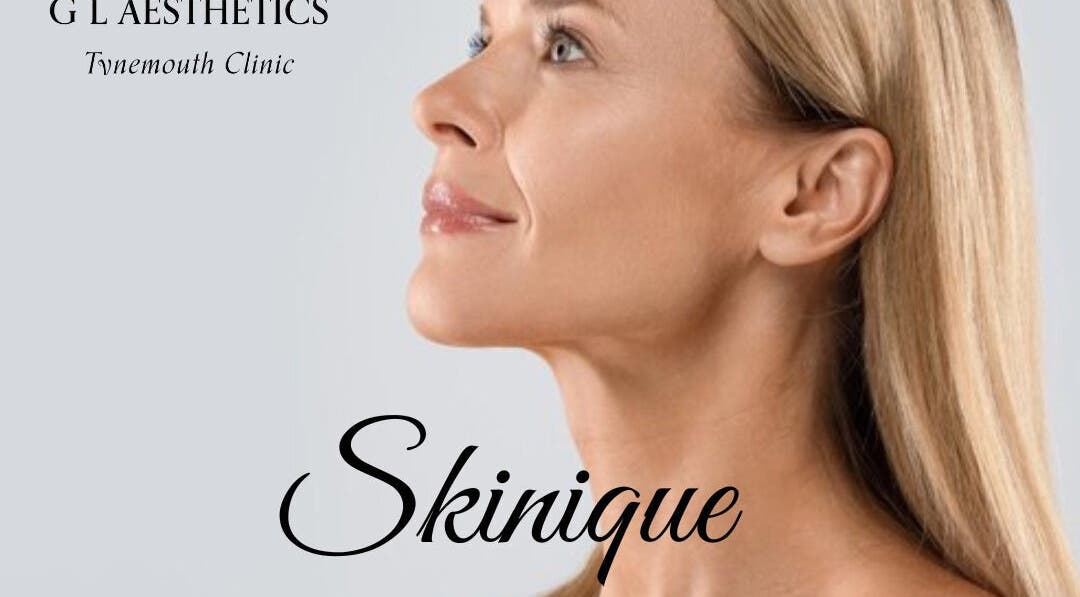 Side profile of a woman with glowing skin at G L Aesthetics, Tynemouth, England, GB.