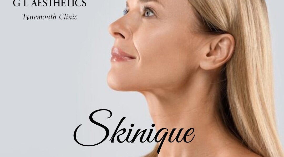 Side profile of a woman with glowing skin at G L Aesthetics, Tynemouth, England, GB.