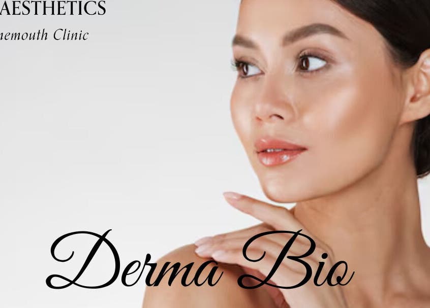 Model showcasing Derma Bio treatment at G L Aesthetics, Tynemouth, England, GB.