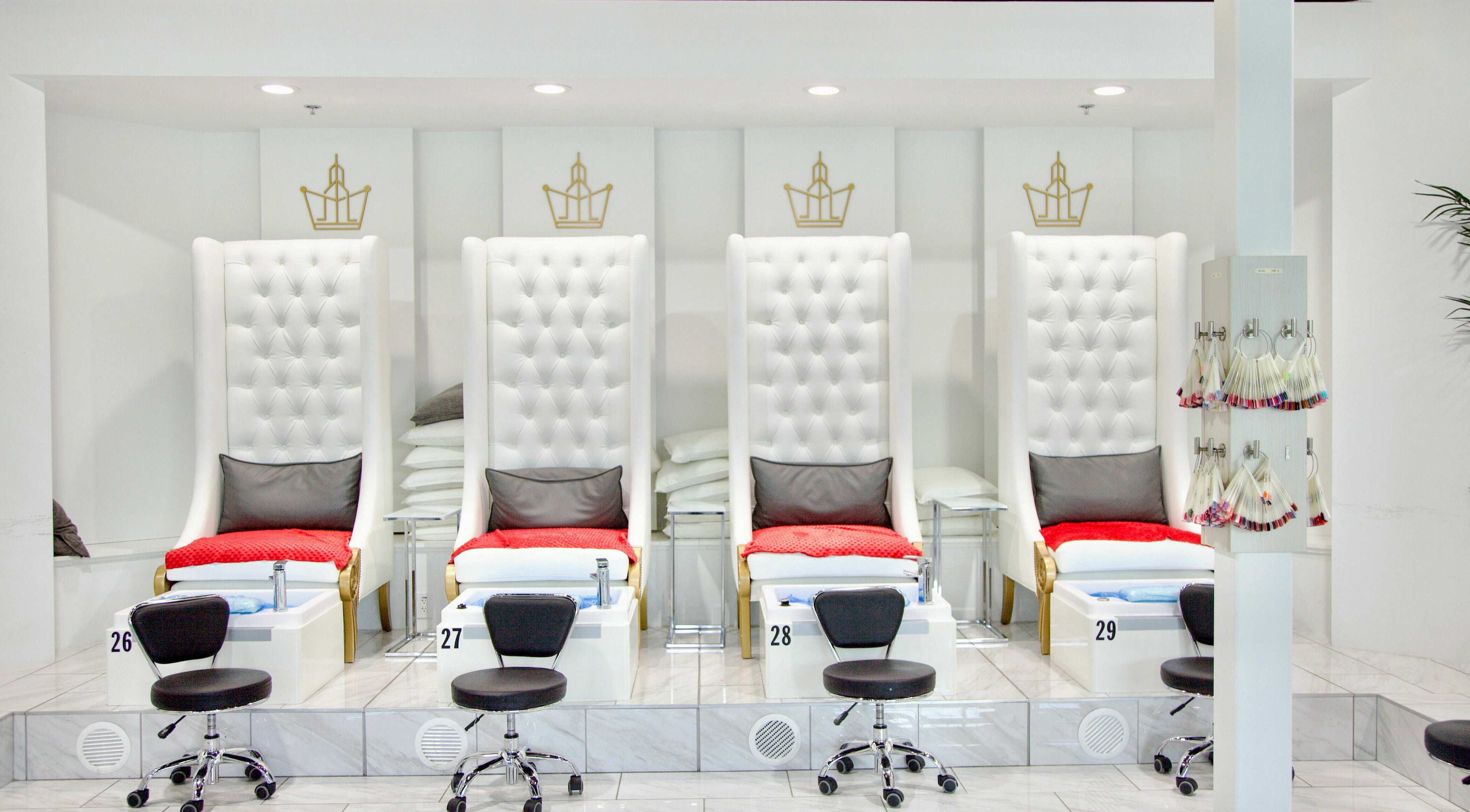 Elegant pedicure thrones at Empire Nail and Spa, Johns Creek, Georgia, US, offering a luxurious nail care experience.