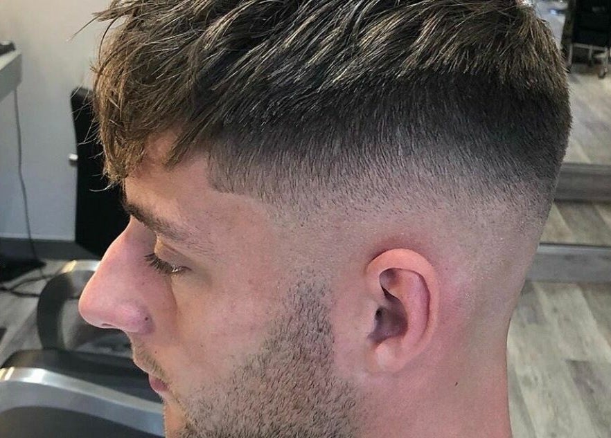 Close-up of a fresh fade haircut at Apex Male Grooming in Morpeth, England, GB.