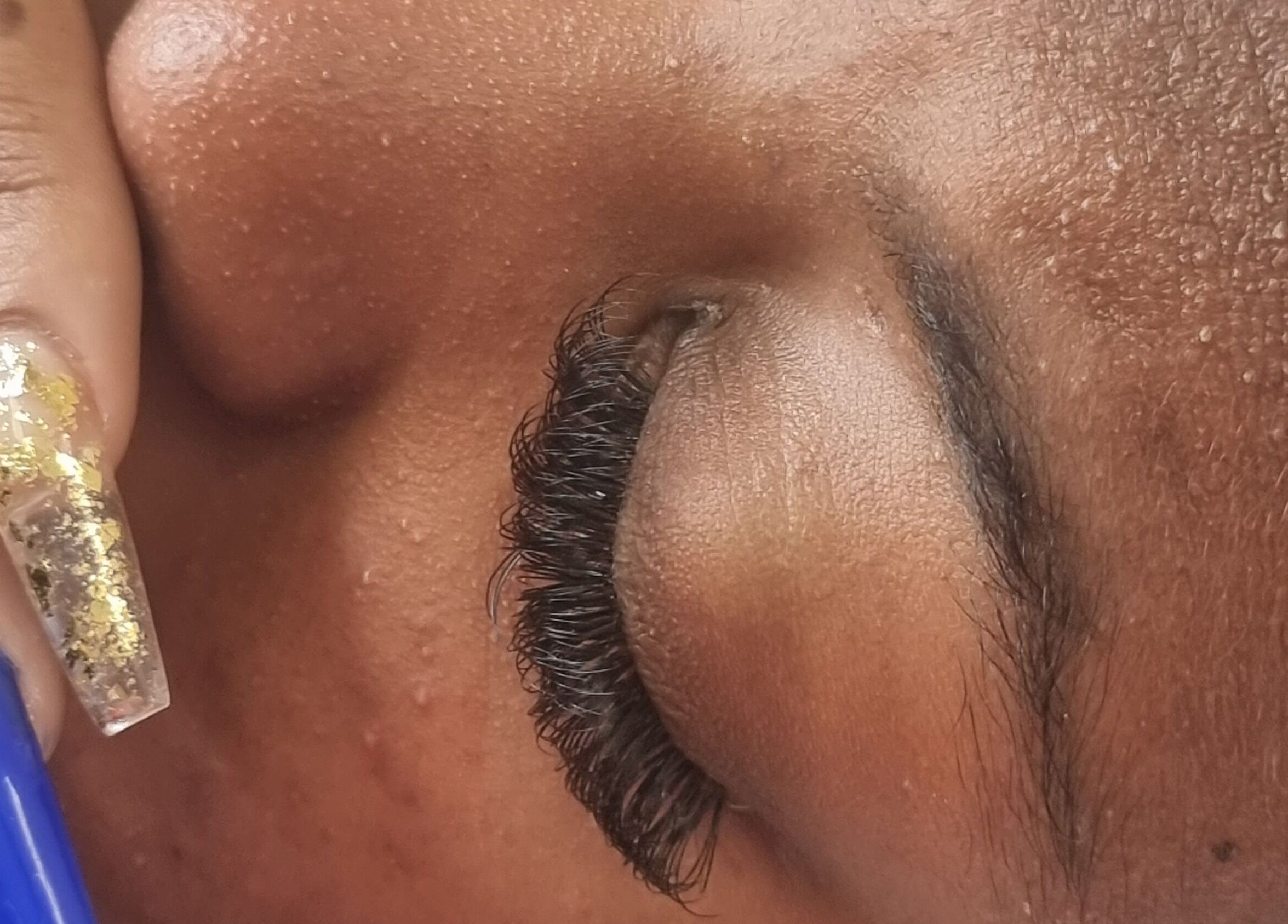Close-up of eyelash extensions at JCandy Beauty Services rebranding to Nadra Beauty soon in Birmingham, England, GB.