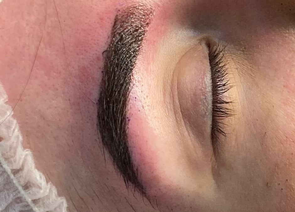 Close-up of a groomed eyebrow at JCandy Beauty Services, Birmingham, England, rebranding to Nadra Beauty.