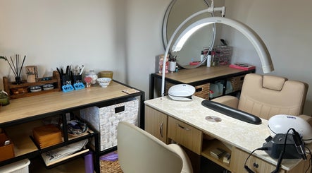 Nail station at Sarah’s House of Beauty, Killarney Vale, New South Wales, AU, showcasing a modern, tranquil setup.