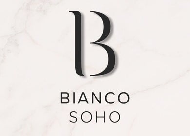 Bianco Beauty Soho logo on a marble background, located in London, England, GB.