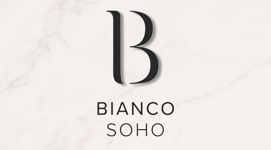 Bianco Beauty Soho logo on a marble background, located in London, England, GB.