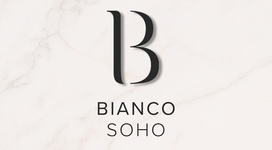 Bianco Beauty Soho logo on a marble background, located in London, England, GB.