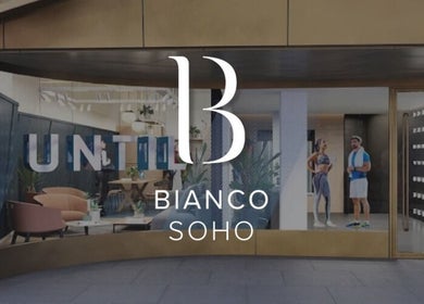 Front view of Bianco Beauty Soho, a chic wellness venue in London, England, GB with modern interior design.