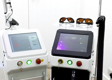 Cutting-edge laser technology at Bianco Beauty Soho, London, England, GB, showcasing modern wellness equipment.