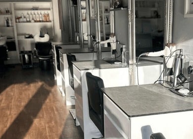 Chic salon stations at Thirty-Eight, Washington, England, GB, showcasing modern beauty setup.