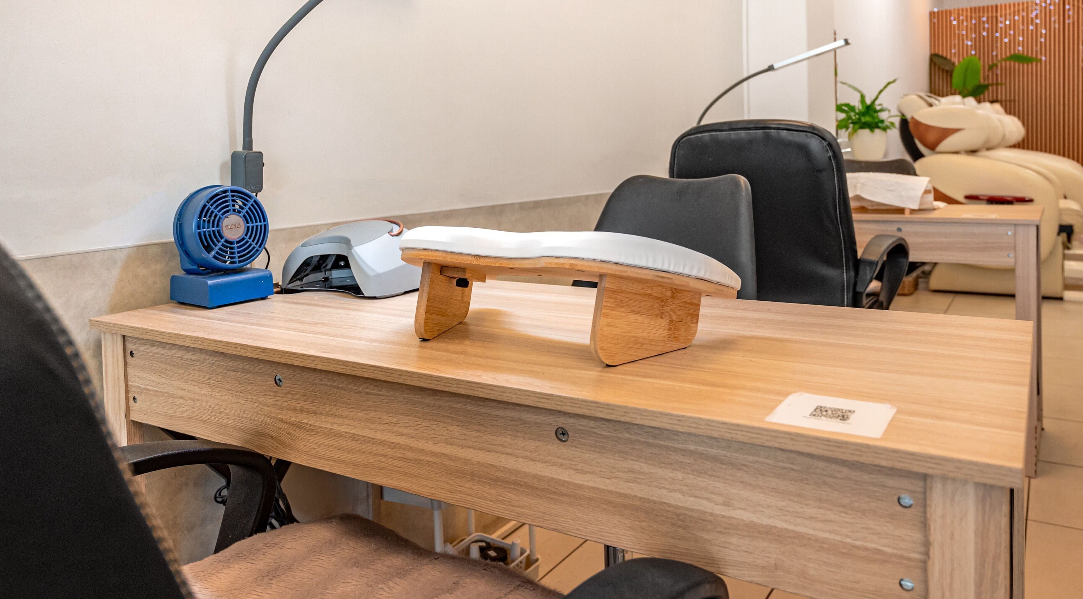 Manicure station at Diamond Nails Salon, Wellington, Wellington, NZ, showcasing a stylish workspace.
