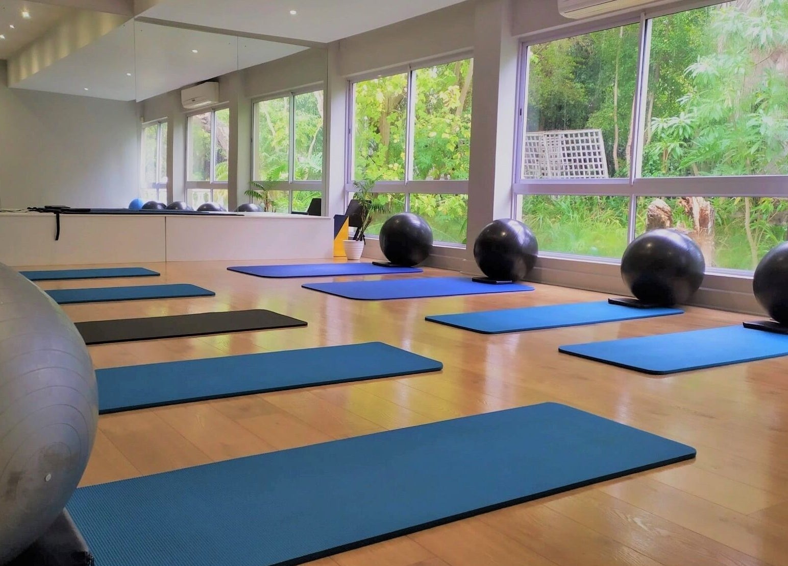 Exercise mats and balls in a serene studio at Wilien Strydom Physiotherapy, Somerset West, Western Cape, ZA.