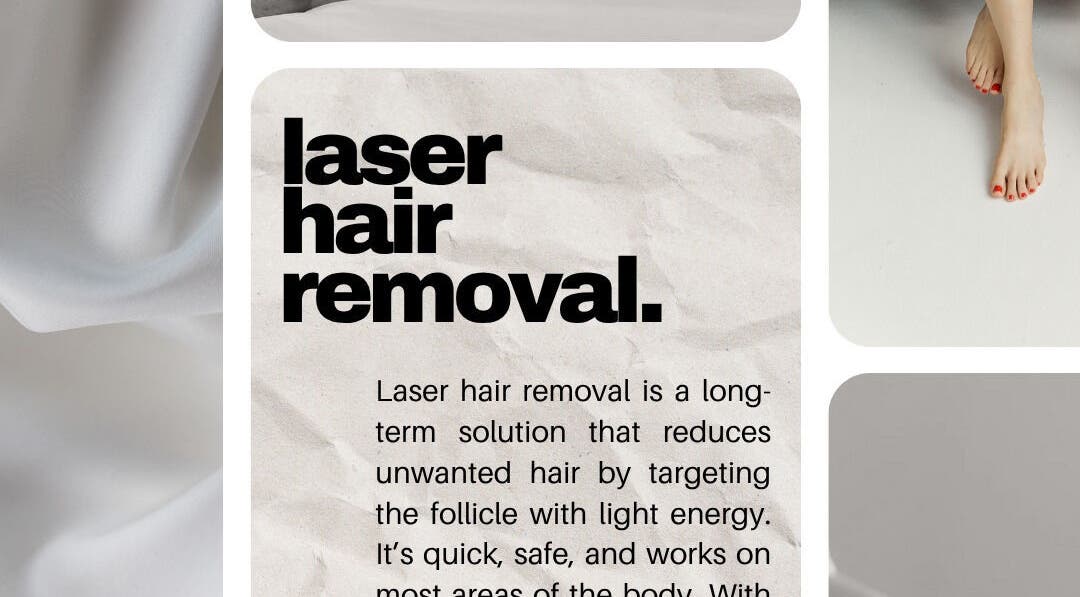 Laser hair removal signage at Nails LCB in Havant, England, GB, showcasing smooth skin results.