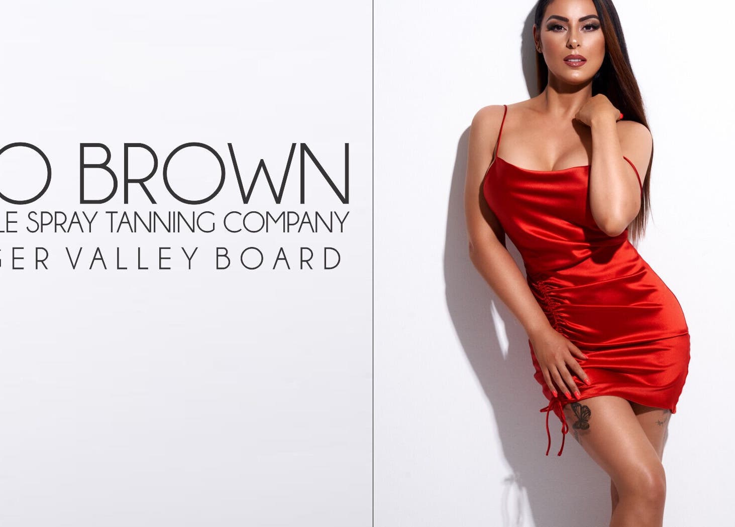 Elegant woman in red dress at Board 3 Tyger Valley, Cape Town, Western Cape, ZA, showcasing Go Brown tanning.