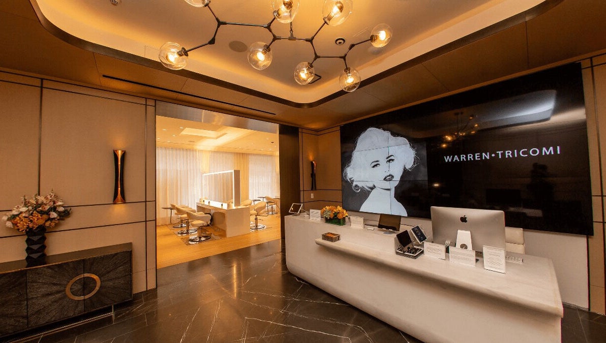 Chic reception area at Zegna Nails UES showcasing modern decor, New York, New York, US.