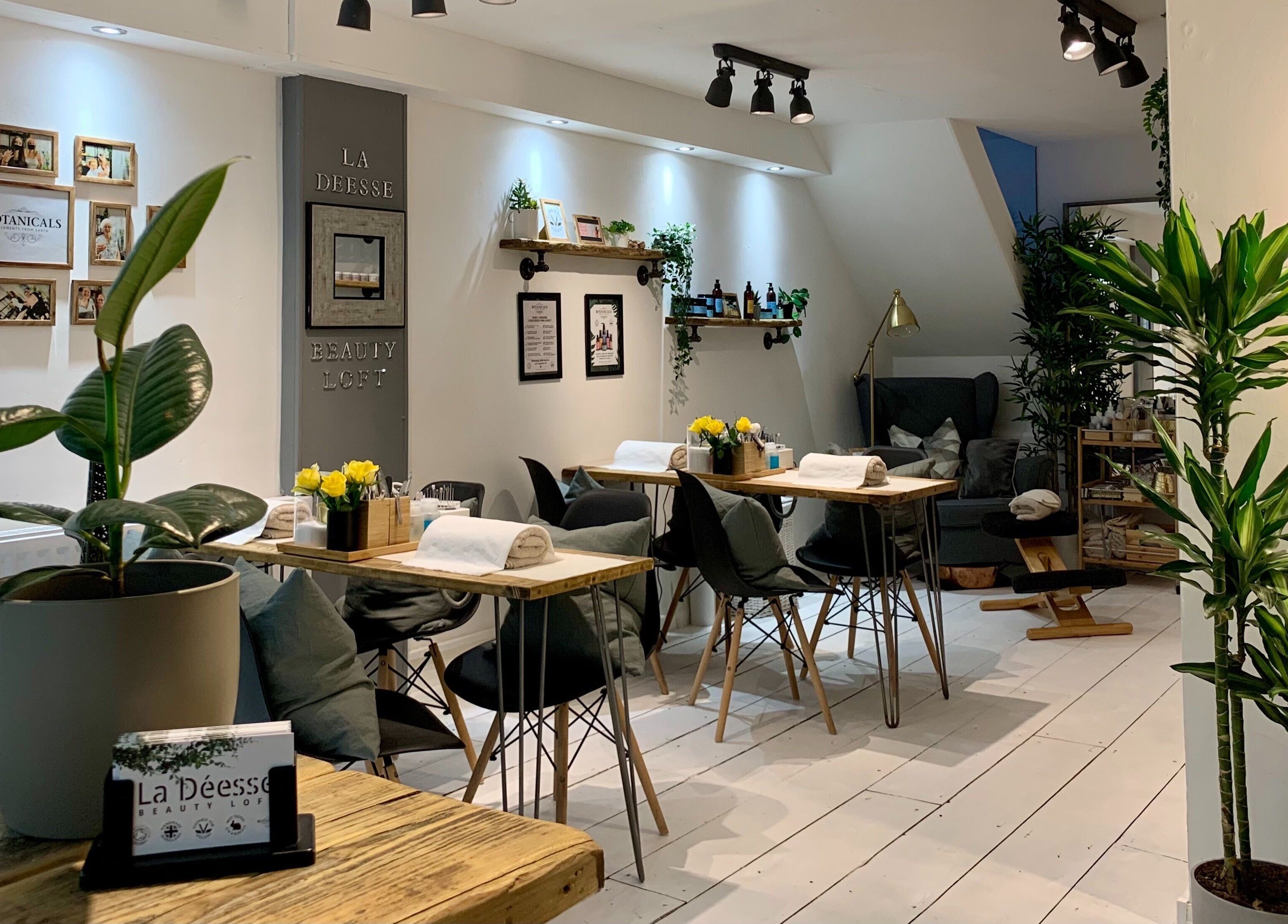Calming interior of La Déesse Beauty Loft, Bath, England, GB with plants and elegant décor.