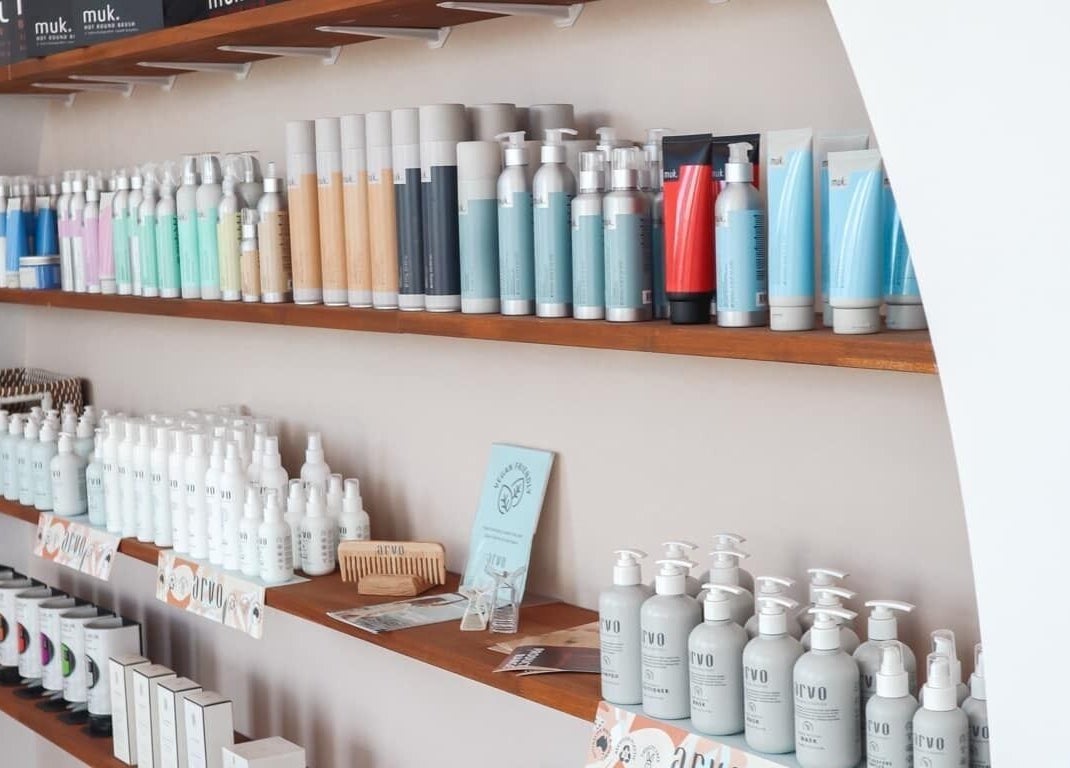 Wide array of premium beauty products on shelves at Lily Me Red IPSWICH, North Ipswich, Queensland, AU.