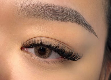 Close-up of styled eyelashes at Cara Lash Studios, Toronto, Ontario, CA.