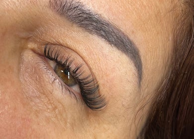 Close-up of eyelash extensions at Cara Lash Studios, Toronto, Ontario, CA, showcasing professional beauty care.