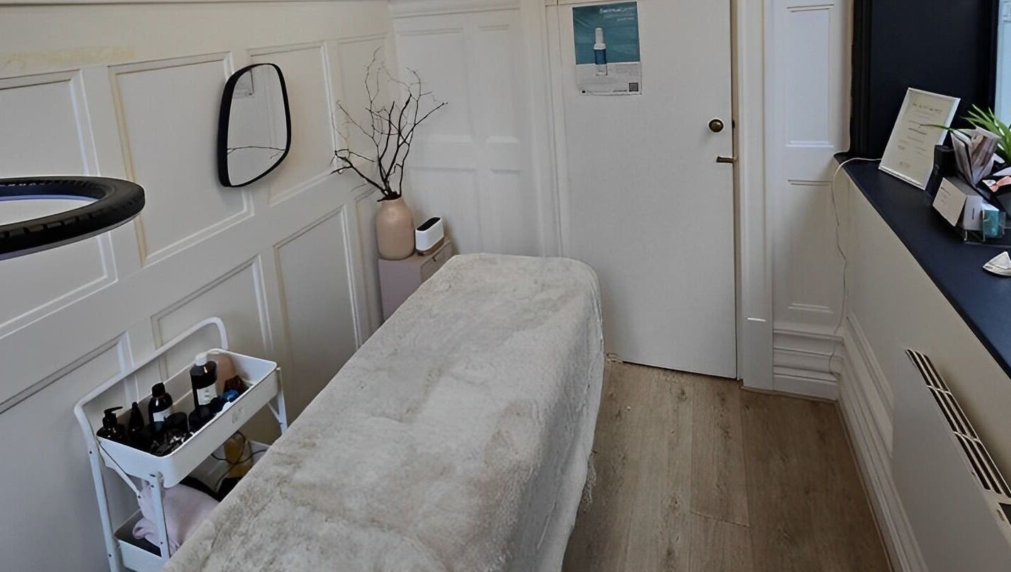 Calming treatment room at Dionne The Dressing Up Box Permanent Makeup & Training Academy, Bolton, England, GB.