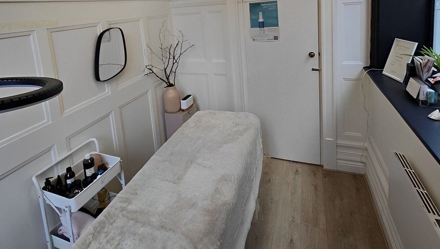 Calming treatment room at Dionne The Dressing Up Box Permanent Makeup & Training Academy, Bolton, England, GB.