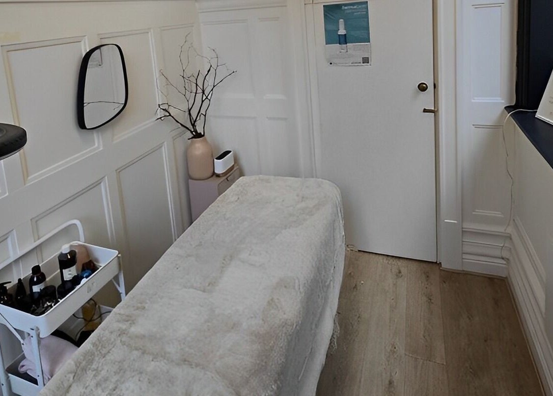 Calming treatment room at Dionne The Dressing Up Box Permanent Makeup & Training Academy, Bolton, England, GB.