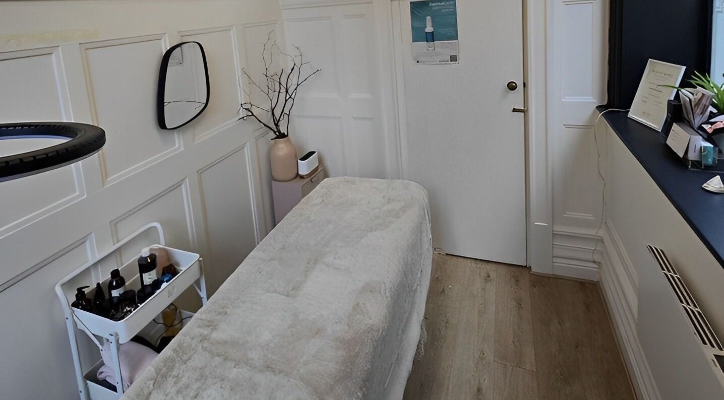 Calming treatment room at Dionne The Dressing Up Box Permanent Makeup & Training Academy, Bolton, England, GB.