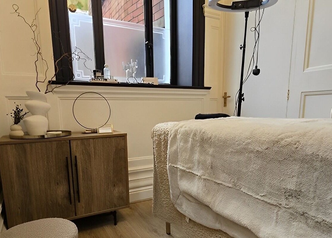 Relaxing treatment room at Dionne The Dressing Up Box Permanent Makeup & Training Academy, Bolton, England, GB.