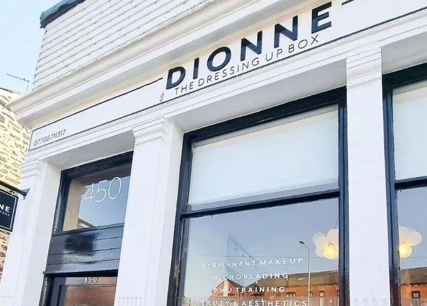 Front of Dionne The Dressing Up Box Permanent Makeup & Training Academy, Bolton, England, GB.