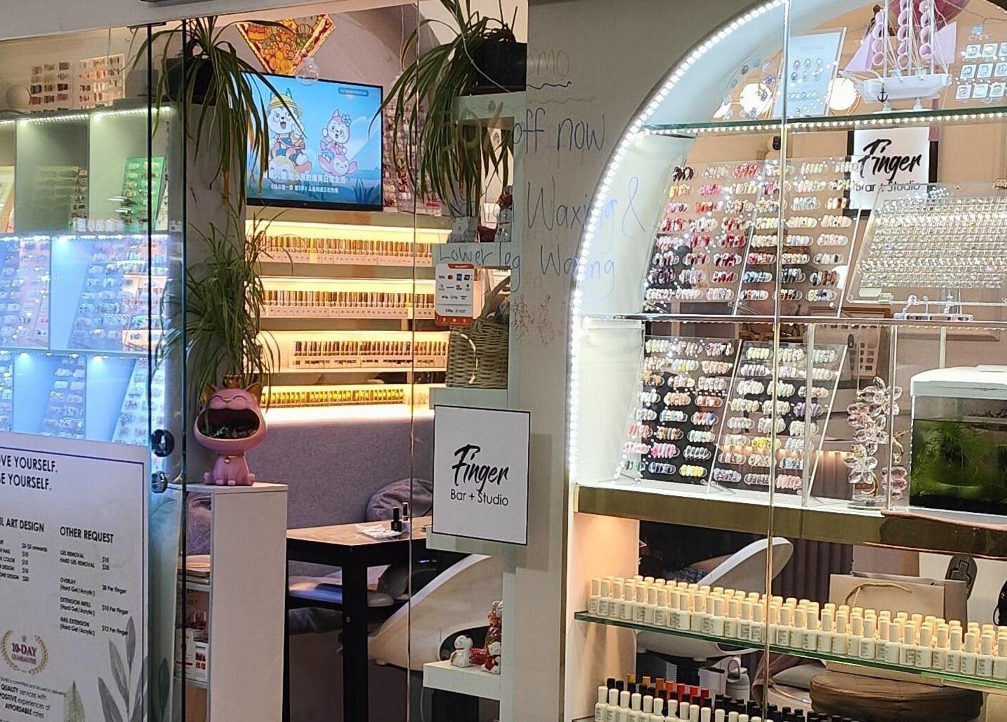 Interior of Finger Bar and Studio showcasing nail designs in Singapore, Singapore, SG.