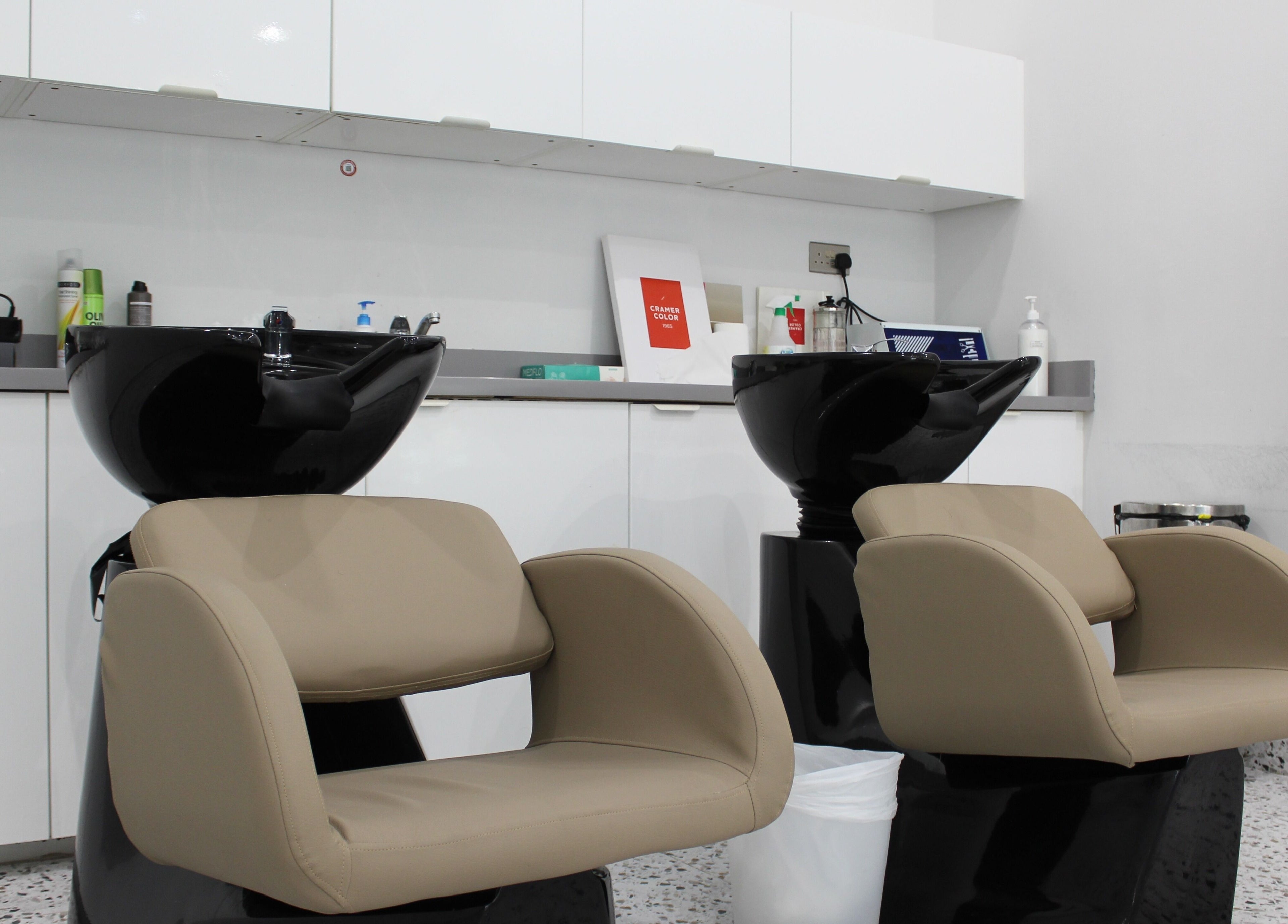 Modern hair wash stations at Seier Shades Salon, Dubai, Dubai, AE.