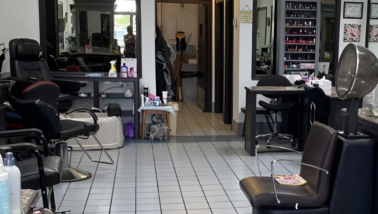 Interior of Razors Edge Hair Salon, modern and inviting space in Hattiesburg, Mississippi, US.