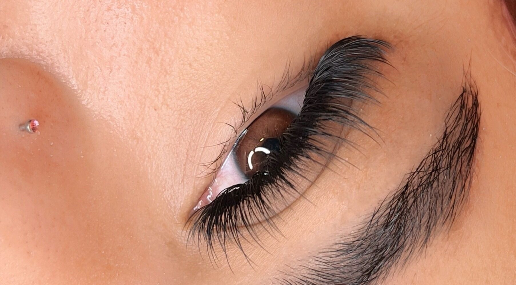 Close-up of stylish eyelash extensions from Lovely Diva Lashes in Lytle, Texas, US, perfect for a chic look.
