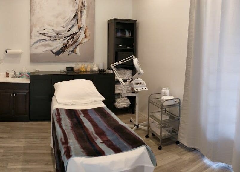 Luxurious treatment room at Beauty Time Salon and Spa, Vancouver, British Columbia, CA with elegant decor.