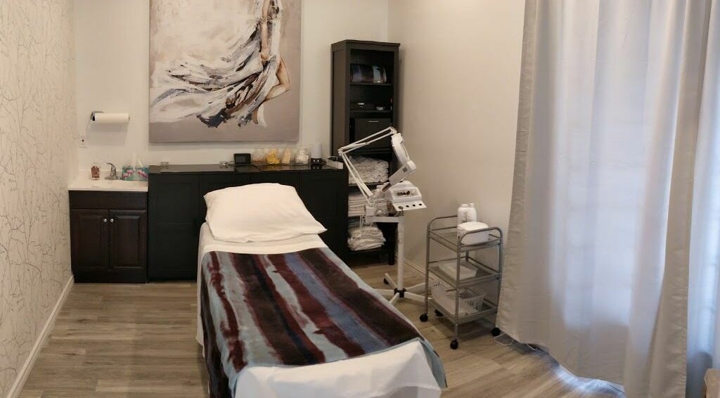 Luxurious treatment room at Beauty Time Salon and Spa, Vancouver, British Columbia, CA with elegant decor.