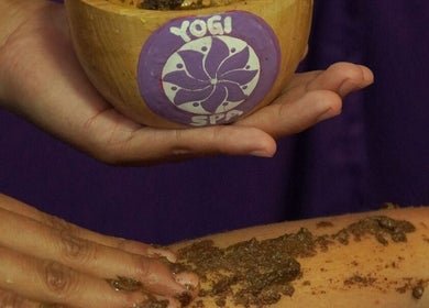 Herbal body scrub at Yogi Spa in Bali, Bali, ID for natural rejuvenation.