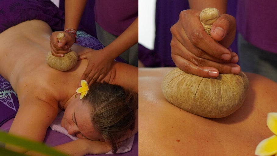 Herbal massage at Yogi Spa in Bali, Bali, ID, showcasing relaxation and wellness.