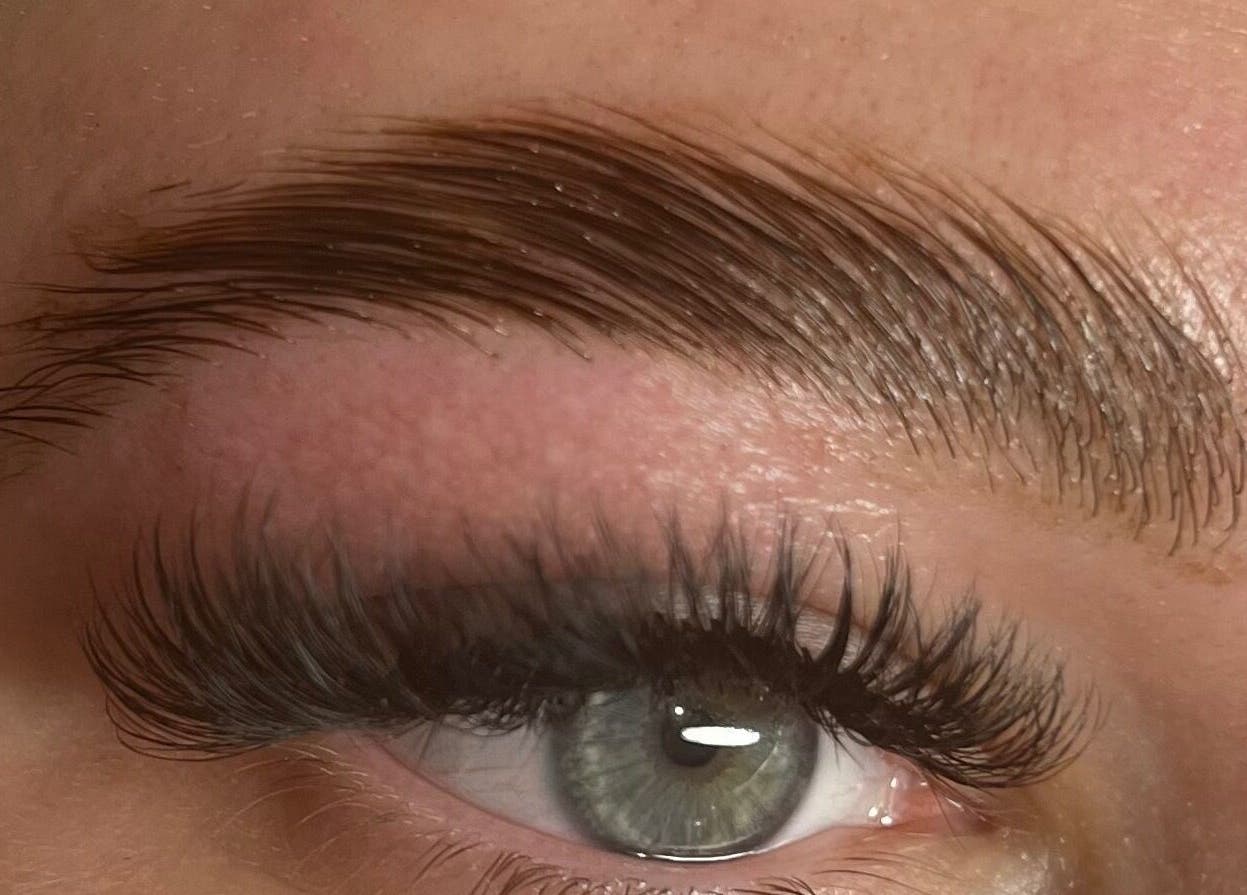 Close-up of beautifully groomed eyebrow and lashes at Tegan Maree Beauty in Orange, New South Wales, AU.