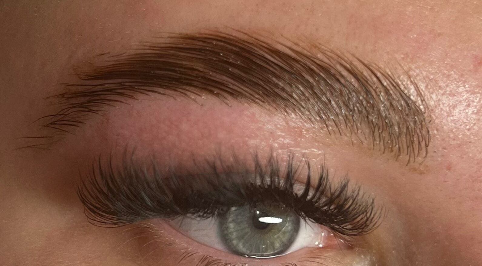 Close-up of beautifully groomed eyebrow and lashes at Tegan Maree Beauty in Orange, New South Wales, AU.